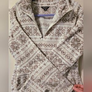 Plush Eddie Bauer White and Tan Fleece Pullover